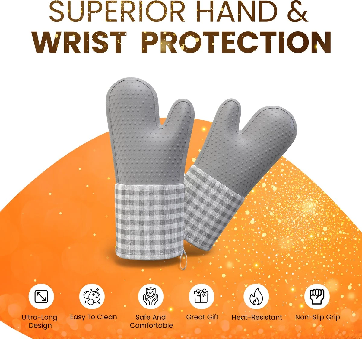 Kitchen4you Ovenwanten - Hoge Kwaliteit - Ovenhandschoenen - Grijs - Siliconen - Katoen 9 Kitchen4you Ovenwanten - Hoge Kwaliteit - Ovenhandschoenen - Grijs - Siliconen - Katoen - Afbeelding 9
