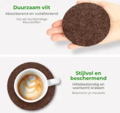 Soothe Onderzetters Voor Glazen - Vilt 10 Stuks – Bruin – Onderzetters Met Houder – Handgemaakt - Hittebestendig, Absorberend En Duurzaam -Merkloos Verkoopwinkel 1200x1122 3