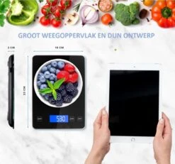 Hermanos® Digitale Precisie Keukenweegschaal - Weegschaal Keuken - 1 Gr Tot 15 Kg - Tarra Functie - Bluetooth Met Voedingsapp - Incl. Batterijen - Zwart 17 Hermanos® Digitale Precisie Keukenweegschaal - Weegschaal Keuken - 1 Gr Tot 15 Kg - Tarra Functie - Bluetooth Met Voedingsapp - Incl. Batterijen - Zwart -Merkloos Verkoopwinkel 1200x1123 6
