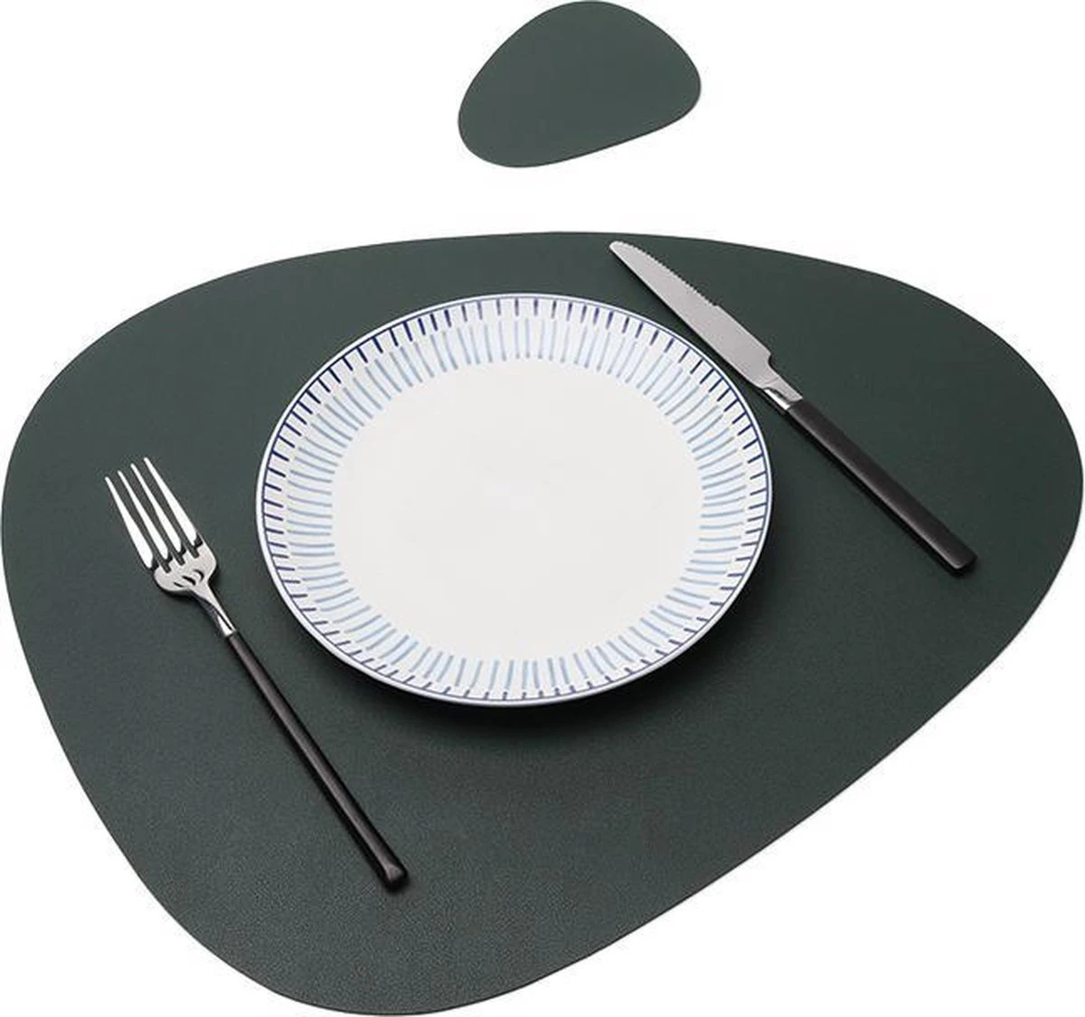 LUTCHOS Placemat Set - 12 Delig - Glorious Green - Lederlook - Waterafstotend - Krasbestendig 13 LUTCHOS Placemat Set - 12 Delig - Glorious Green - Lederlook - Waterafstotend - Krasbestendig - Afbeelding 13