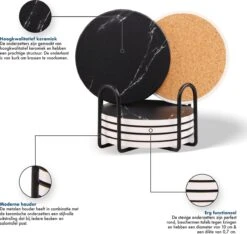 Sincer Keramische Onderzetters Voor Glazen Met Houder – Set Van 6 Zwarte Keramische/Marmeren Onderleggers –Luxe/Modern Design - Premium Kwaliteit – Kurken Antislip Onderkant – Hittebestendig – Zeer Absorberend – Rond – Duurzaam/Milieuvriendelijk 11 Sincer Keramische Onderzetters Voor Glazen Met Houder – Set Van 6 Zwarte Keramische/Marmeren Onderleggers –Luxe/Modern Design - Premium Kwaliteit – Kurken Antislip Onderkant – Hittebestendig – Zeer Absorberend – Rond – Duurzaam/Milieuvriendelijk -Merkloos Verkoopwinkel 1200x1135 4