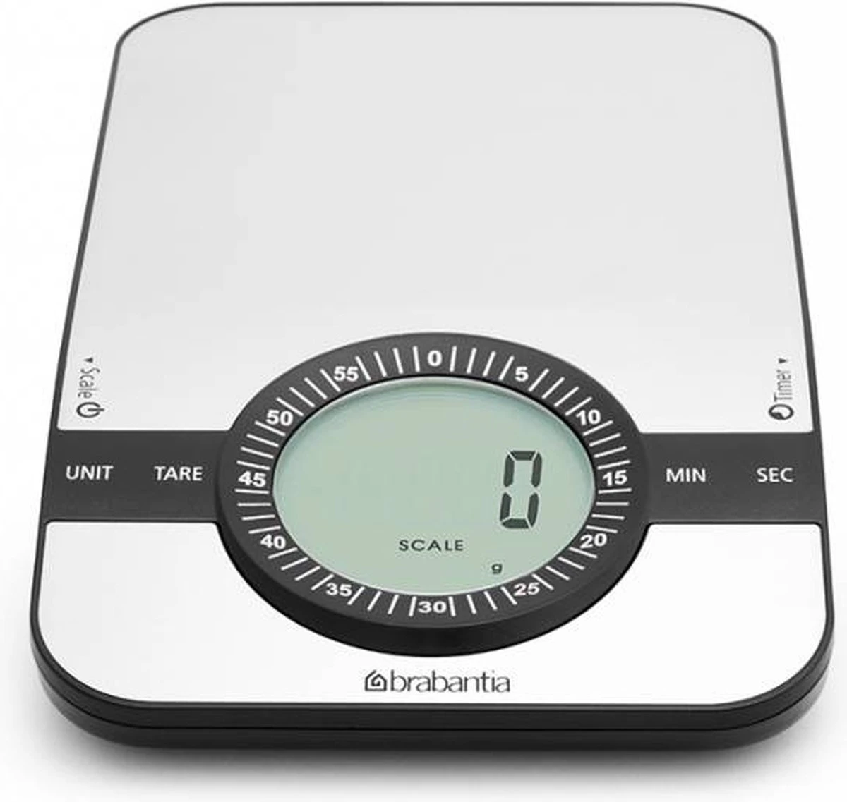 Brabantia Profile Keukenweegschaal - Rechthoekig - Met Kookwekker - RVS 1 Brabantia Profile Keukenweegschaal - Rechthoekig - Met Kookwekker - RVS