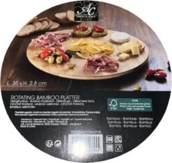 Absolu Chic - Bamboe - Kaasplank - Borrelplank - Tapasplank - 360º Roterende Draaischijf - Ø 35 Cm -Merkloos Verkoopwinkel 1200x1139 3
