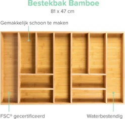 Grote Bestekbak Bamboe 81x47CM - Coninx Besteklade - Opbergbak - Duurzaam - Bamboe - Voor Laden Vanaf 47cm Diep -Merkloos Verkoopwinkel 1200x1140
