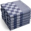 Merkloos Theedoekenset Blok Blauw - 65x65 – 6 Stuks - Geblokt - Blokdoeken - 100% Katoen - Horeca Theedoeken – Vaatdoek – Theedoek Geruit