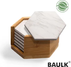 Onderzetters Voor Glazen - Keramische Onderzetters Met Houder - Marmeren Uitstraling - 100% Keramisch - Ecologisch - 6st - BAULK® -Merkloos Verkoopwinkel 1200x1144 4
