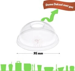 Merkloos Composteerbare Wegwerpbeker Met Dome Deksel Met Gat Voor Frisdrank En Smoothies | 400 Ml | Ø 95 Mm | PLA | 100 Stuks -Merkloos Verkoopwinkel 1200x1144 7