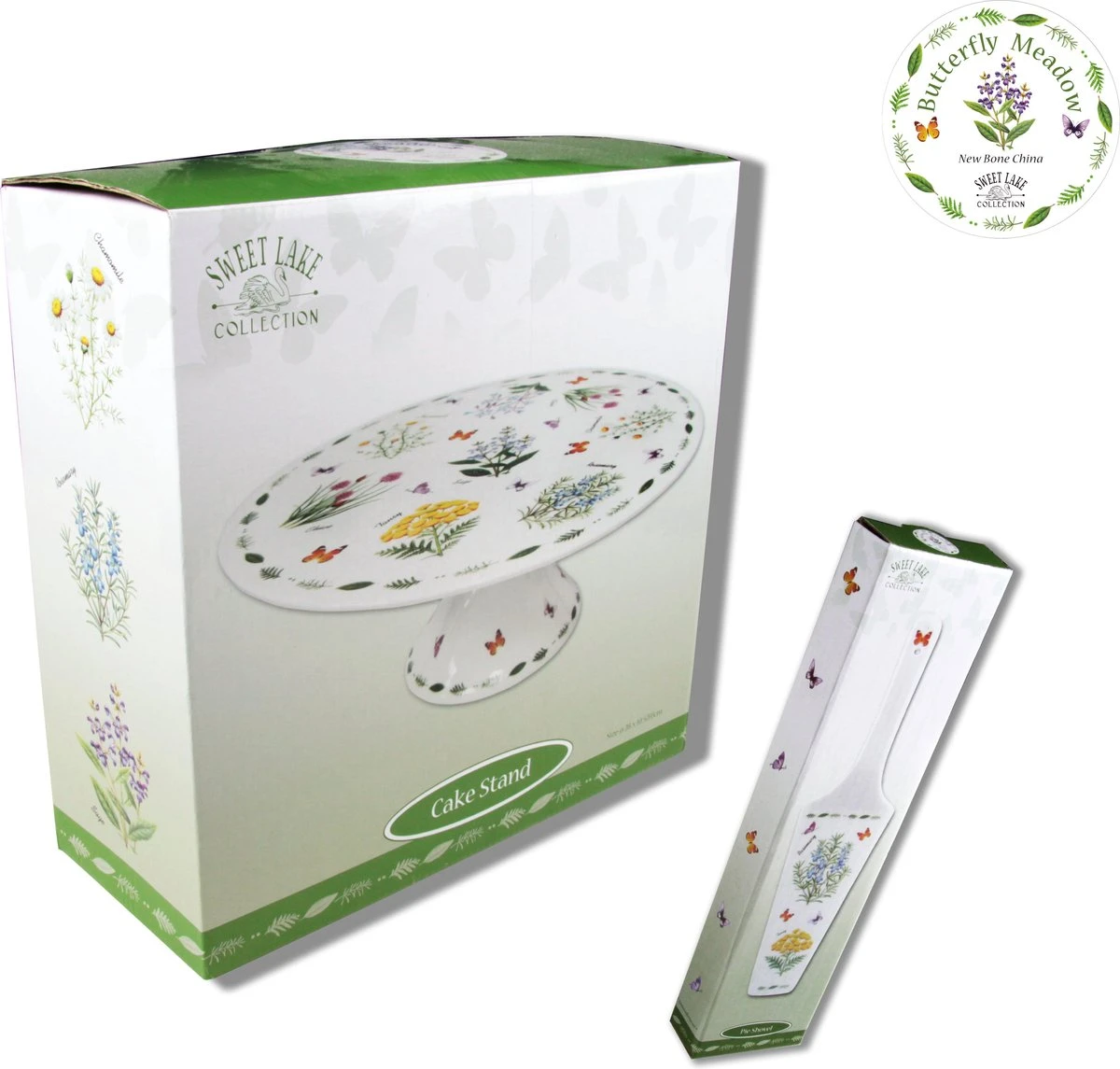 SLC-Taartplateau Op Voet Met Taartschep Butterfly Meadow-taartschaal-cakeschaal,taart Standaard 2 SLC-Taartplateau Op Voet Met Taartschep Butterfly Meadow-taartschaal-cakeschaal,taart Standaard - Afbeelding 2