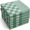 Merkloos Theedoekenset Blok Groen - 65x65 – 6 Stuks - Geblokt - Blokdoeken - 100% Katoen - Horeca Theedoeken – Vaatdoek – Theedoek Geruit