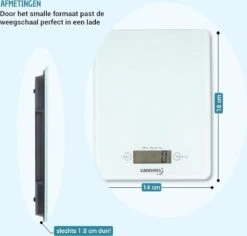 Vannons - Keukenweegschaal - Keukenweegschaal Digitaal - Precisie Weegschaal Tot 5 Kilo - Glas - Wit -Merkloos Verkoopwinkel 1200x1147 5