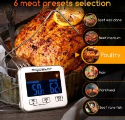 Aigostar 2-in-1 Magnetische Digitale Kern Thermometer Met Keuken Timer Alarm -0-250 Graden Celcius - Magnetische Vloeistof/Vlees Temperatuurmeter Met Meetsonde Draad & Kook Timer -Merkloos Verkoopwinkel 1200x1148 9