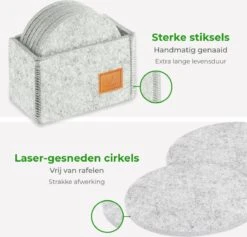 Soothe Onderzetters Voor Glazen - Vilt 10 Stuks – Lichtgrijs – Onderzetters Met Houder – Handgemaakt - Hittebestendig, Absorberend En Duurzaam -Merkloos Verkoopwinkel 1200x1149 6
