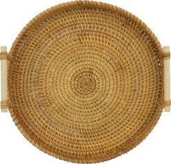 QUVIO Dienblad Met Handvaten - Schaal - Decoratieve Dienbladen - Presenteerblad - Sierschaal - Serveerschaal - Woonaccessoires - Rond - Diameter Van 28 Cm - Rotan - Lichtbruin -Merkloos Verkoopwinkel 1200x1150 3