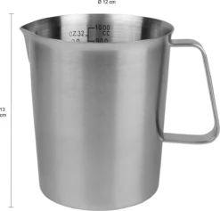 Krumble Maatbeker Met Schenktuit - Maatbekers - Meetbeker Voor Koken En Bakken - Maatkan - Kookgerei - Mengbeker - Blender Beker - RVS - 1 Liter - 12 X 15 X 13 Cm (Ixbxh) - Zilver -Merkloos Verkoopwinkel 1200x1151 3