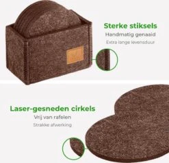 Soothe Onderzetters Voor Glazen - Vilt 10 Stuks – Bruin – Onderzetters Met Houder – Handgemaakt - Hittebestendig, Absorberend En Duurzaam -Merkloos Verkoopwinkel 1200x1152 5