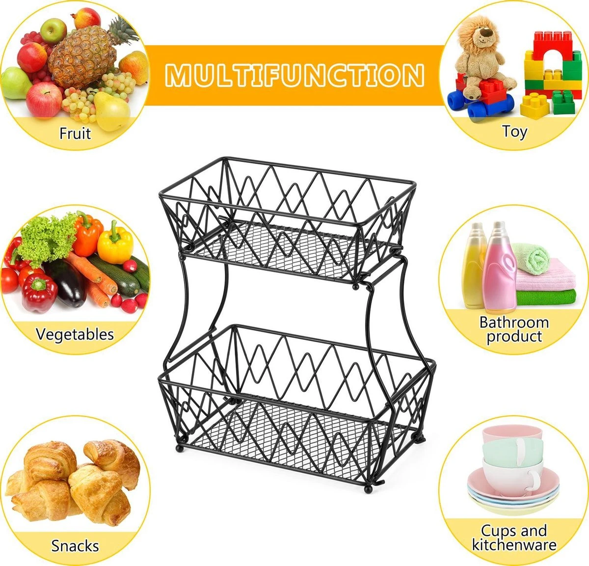 Cgoods Fruitschaal 2 Laags - Fruitschaal - Fruitmand - Fruitschaal Etagere - Schaal - Zwart 9 Cgoods Fruitschaal 2 Laags - Fruitschaal - Fruitmand - Fruitschaal Etagere - Schaal - Zwart - Afbeelding 9