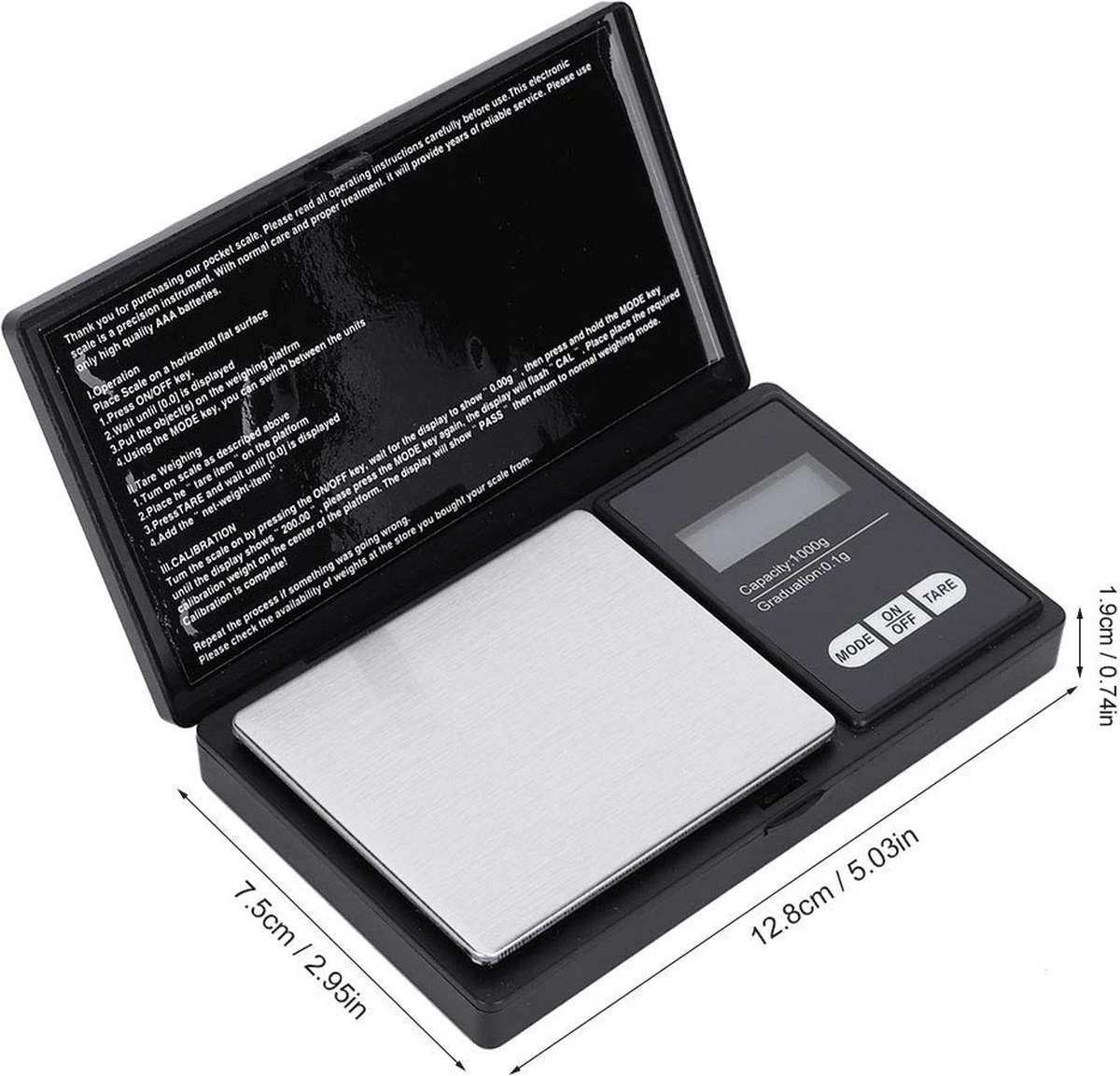 Imtex Precisie Weegschaal - Keukenweegschaal - Tot 1000 Gram - Zwart 3 Imtex Precisie Weegschaal - Keukenweegschaal - Tot 1000 Gram - Zwart - Afbeelding 3