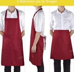 Viedouce 2 Pack Schort - Keukenschort - BBQ BIB Apron - Waterbestendig - Incl. Voorzak - Verstelbaar - Rood - (78 X 75 Cm) -Merkloos Verkoopwinkel 1200x1159 3