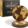 Whisiskey Wereldkaart Onderzetters - Whisky Onderzetter - Onderzetters Voor Glazen - Coasters - Onderzetters Design - Whiskey Glazen - Cadeau Voor Man & Vrouw - Cadeau Voor Mannen En Vrouwen