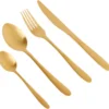 Merkloos Bestekset 16-delig - Goud - Goudkleur - 4x Messen, Vorken, Lepels En Dessertlepels - Roestvrij Staal