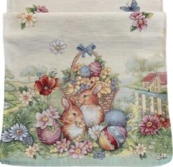 Merkloos Tafelkleed -Tafelloper - Gobelin - Pasen - Groen - Met Konijntjes - 45 X 140 Cm -Merkloos Verkoopwinkel 1200x1160 4