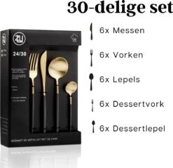 LuZana - Bestek Set Goud - 30-delig - Bestekset 6 Persoons - Goud/zwart - Bestek - Borden - Bestekset Zwart -Merkloos Verkoopwinkel 1200x1161 1