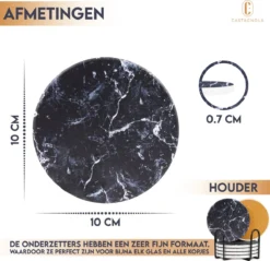 Castagnola Keramische Onderzetters Met Houder – Onderzetters Voor Glazen – Onderzetters Design – Onderzettersset – Drink Onderzetters – Keramisch – Kurk – Set Van 6 – Grijs/Zwart -Merkloos Verkoopwinkel 1200x1161 7