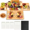Tapasplank - Borrelplank - Serveerplank - Kaasplank - Hapjesplank - Inclusief Kaasmesjes - Taspasplank Bamboe - Borrelplank Rond - Inclusief Ebook - 41 Cm