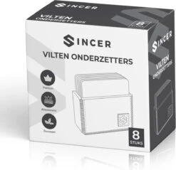 Sincer Vilten Onderzetters Voor Glazen Met Houder – Set Van 8 Vilten Onderzetters – Onderleggers - Premium Kwaliteit – Absorberend – Hittebestendig - Vierkant – Zwart/Grijs – Duurzaam/Milieuvriendelijk -Merkloos Verkoopwinkel 1200x1163 11