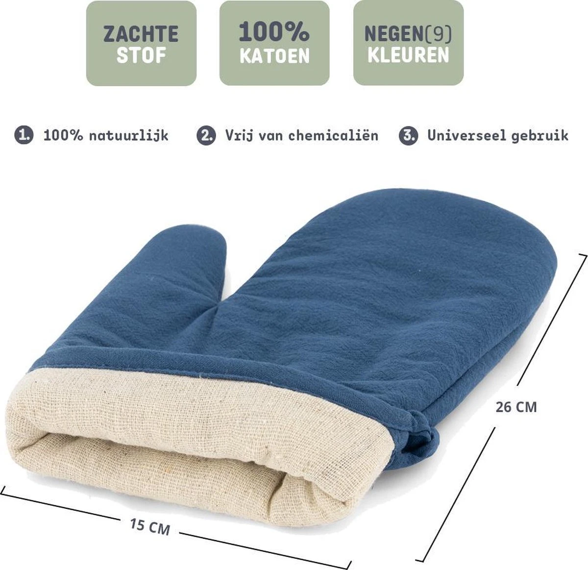 Ovenwanten Van Sophie Nordinn® - Ovenhandschoenen Nora (Blauw) - Ovenwanten 2 Stuks - Ovenwant Katoen 2 Ovenwanten Van Sophie Nordinn® - Ovenhandschoenen Nora (Blauw) - Ovenwanten 2 Stuks - Ovenwant Katoen - Afbeelding 2