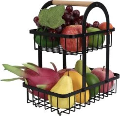 Fruitschaal Etagere 2 Lagen Voor Keuken - Rond - Large - 30x18x32 - Fruitmand Zwart Metaal - Keuken Organizer - Industrieel -Merkloos Verkoopwinkel 1200x1163 8