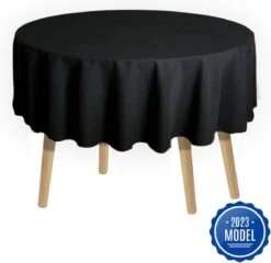 WITTS Luxe Tafelkleed - Tafelkleed Rond - Waterafstotend - Tafellaken - Zwart - 160 CM - Tafelzeil - Tafelkleed Katoen