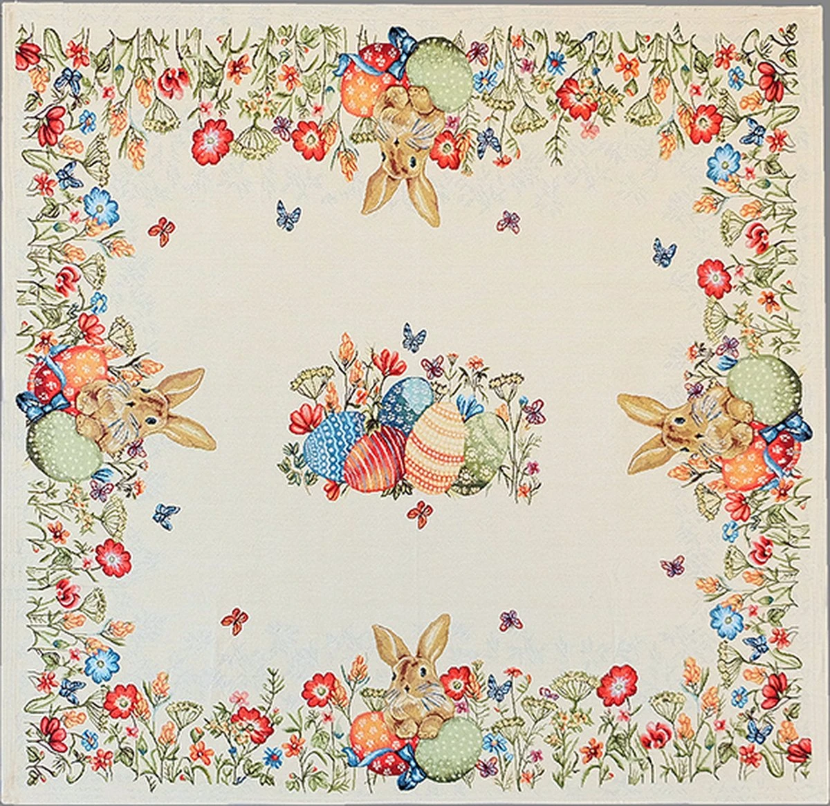 Merkloos Tafelkleed - Gobelin - Pasen - Paashaas En Bloemen - Vierkant 85cm 1 Merkloos Tafelkleed - Gobelin - Pasen - Paashaas En Bloemen - Vierkant 85cm