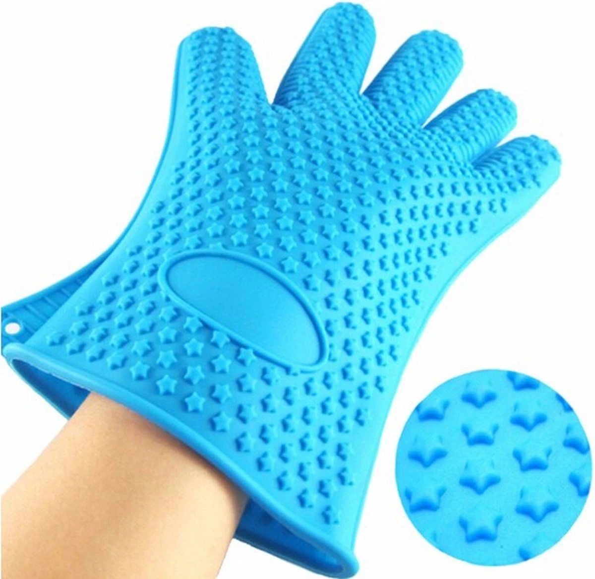 Merkloos Hittebestendige Siliconen Ovenwant - Antislip BBQ & Keuken Handschoenen - 2 Stuks - Blauw 1 Merkloos Hittebestendige Siliconen Ovenwant - Antislip BBQ & Keuken Handschoenen - 2 Stuks - Blauw