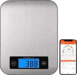 Smart Nutrition Scale - Keukenweegschaal - Digitaal & Bluetooth - APP Voor Android En IOS - Maximum Capaciteit 5 KG