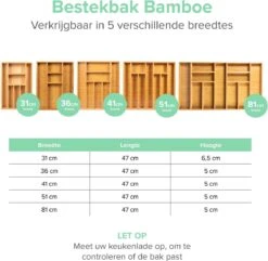Coninx Bestekbak Bamboe 36CM Breed - Besteklade - Opbergbak - Duurzaam - Voor Laden Vanaf 47cm Diep -Merkloos Verkoopwinkel 1200x1171