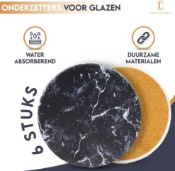 Castagnola Keramische Onderzetters Met Houder – Onderzetters Voor Glazen – Onderzetters Design – Onderzettersset – Drink Onderzetters – Keramisch – Kurk – Set Van 6 – Grijs/Zwart -Merkloos Verkoopwinkel 1200x1172 13