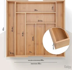 Gadgy Uitschuifbare Bestekbak - Uitschuifbare Bestekcassette Hout - Besteklade - Ladeverdeler - 6/8 Vakken - Bamboe -Merkloos Verkoopwinkel 1200x1173 2