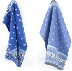 Luxe Keukendoek En Theedoek Fresh Royal Blauw Van Bunzlau Castle | 100% Biologisch Katoen | Keukendoek 60x53cm En Theedoek 65x65cm