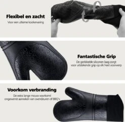 SWILIX ® Ovenwanten 2 Stuks - Ovenhandschoenen - Siliconen Ovenwant - Zwart -Merkloos Verkoopwinkel 1200x1173 8