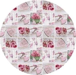 Merkloos Tafelzeil Rond Love Rozen - 160cm