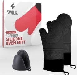 SWILIX ® Ovenwanten 2 Stuks - Ovenhandschoenen - Siliconen Ovenwant - Zwart -Merkloos Verkoopwinkel 1200x1175 1