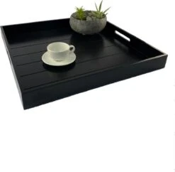 Dienblad XL Van WDMT™ | 56 X 56 Cm | Extra Groot Houten Dienblad Met Afneembare Coating En Handvaten | Zwart -Merkloos Verkoopwinkel 1200x1175 14