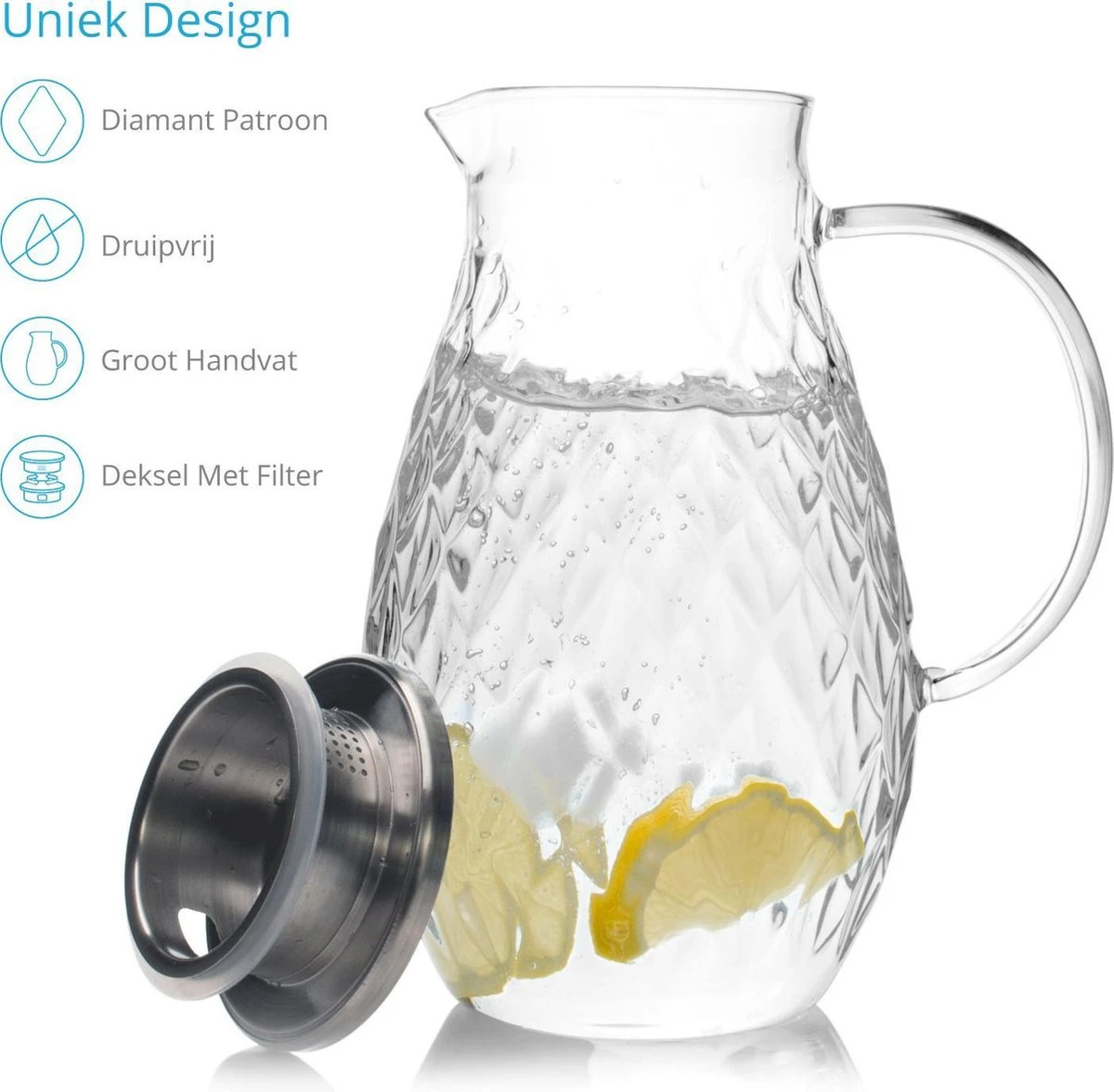 JCPKitchen Waterkan Met Filter - 2L - Glas 6 JCPKitchen Waterkan Met Filter - 2L - Glas - Afbeelding 6