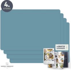 Placemats Van Sophie Nordinn® - Placemat Vaxjo (Turquiose) - Placemats Kunststof - Set 4 Stuks - 30x40 Cm