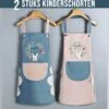 Merkloos 2 STUKS Kinderschorten Waterdicht En Oliebestendig Knutselschort Kookschort Keukenschort Voor Kinderen - Mix 1x Turquoise + 1x Rose - 70 X 70 Cm