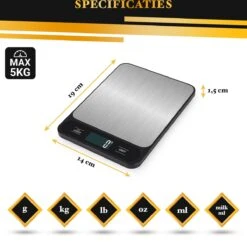 Caxina Multifunctionele Precisie Keukenweegschaal - Met Terra Functie - RVS Weegschaal Keuken - Incl Batterijen - Zwart -Merkloos Verkoopwinkel 1200x1177 8