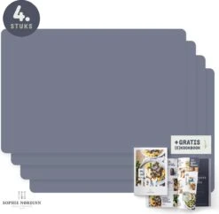 Placemats Van Sophie Nordinn® - Placemat Vaxjo (Donkergrijs) - Placemats Kunststof - Set 4 Stuks - 30x40 Cm