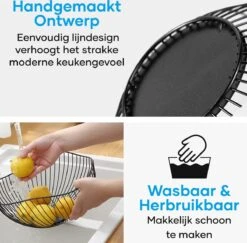 MATTI® - Fruitschaal - Fruitmand - Keuken Accessoires - Trendy Keuken Organizer - Zwart Metaal -Merkloos Verkoopwinkel 1200x1181 11