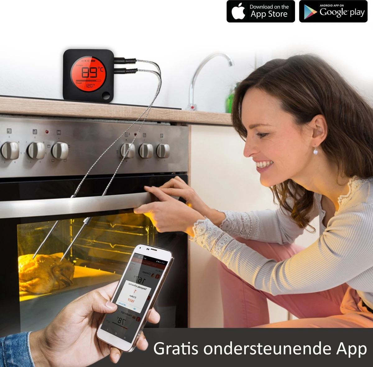 Claire BF-5 BBQ Thermometer - Vleesthermometer - Oventhermometer - Draadloos Met App - Incl. Batterijen En 6 Meetsondes 3 Claire BF-5 BBQ Thermometer - Vleesthermometer - Oventhermometer - Draadloos Met App - Incl. Batterijen En 6 Meetsondes - Afbeelding 3